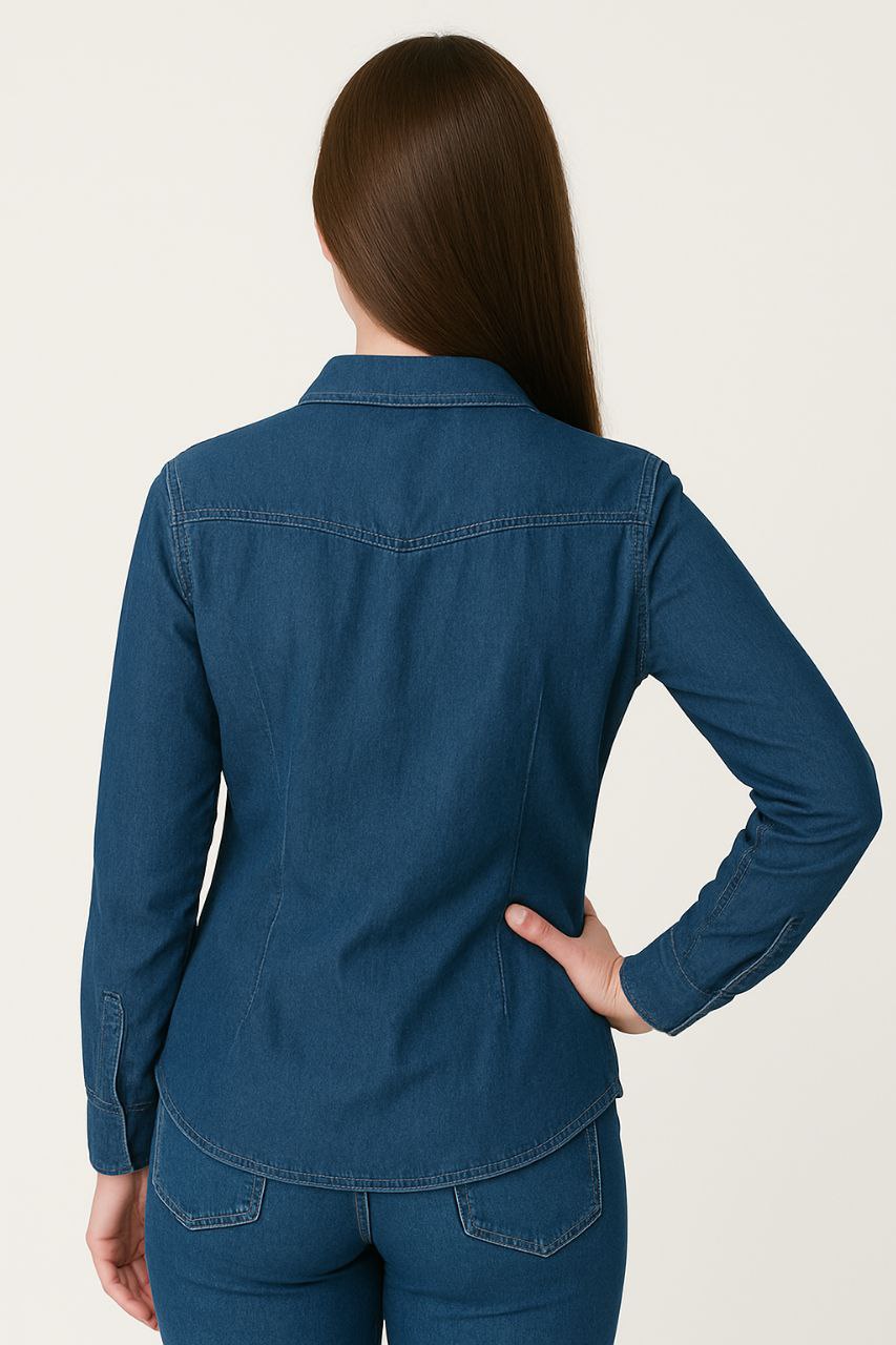 LEHZA Classic Denim Shirt – Crafted With Elegance (Deep Blue)