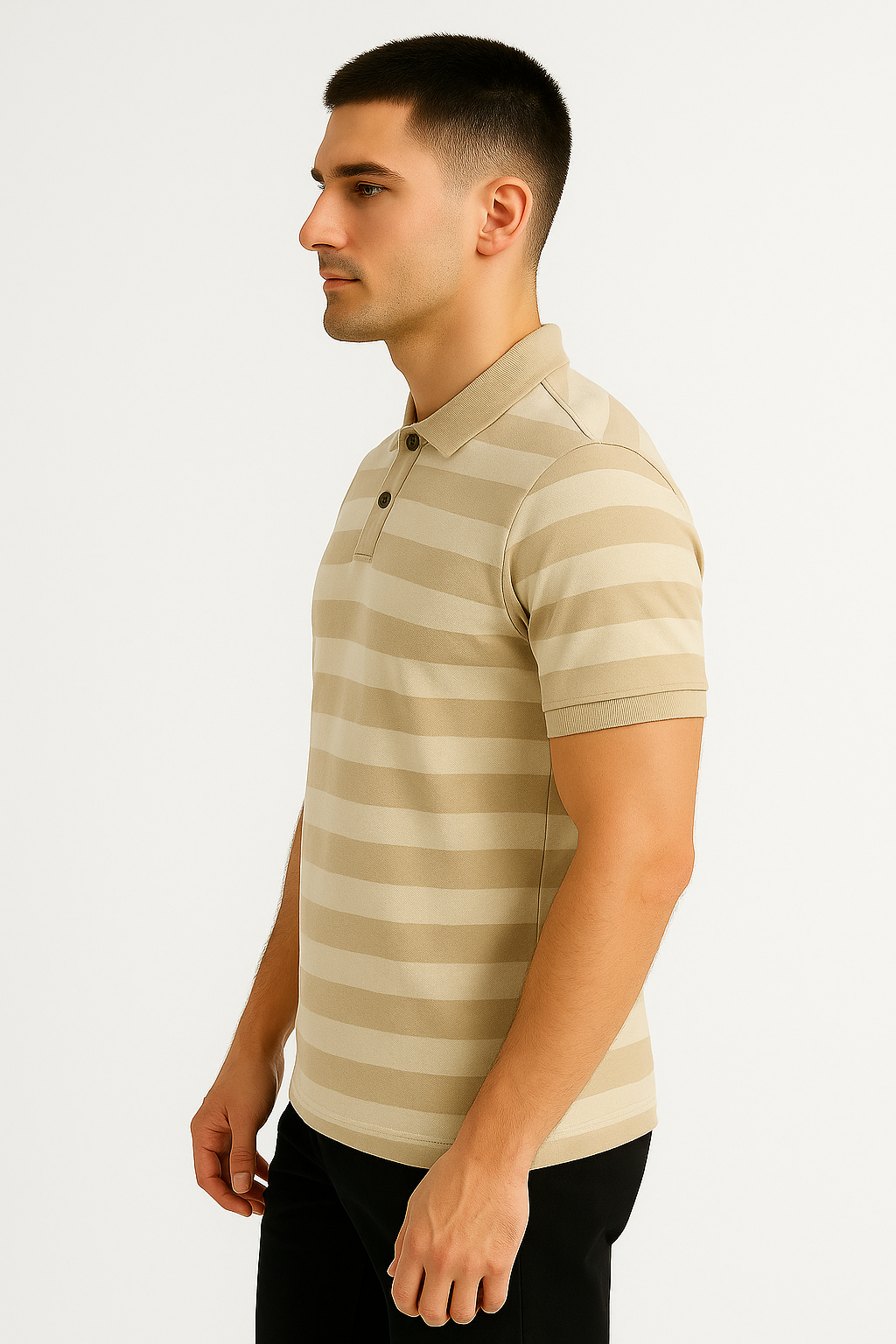 LEHZA Striped Polo – Heritage Signature (Beige)