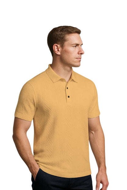 LEHZA Self Textured Polo – Crafted For Royal Comfort (Beige)
