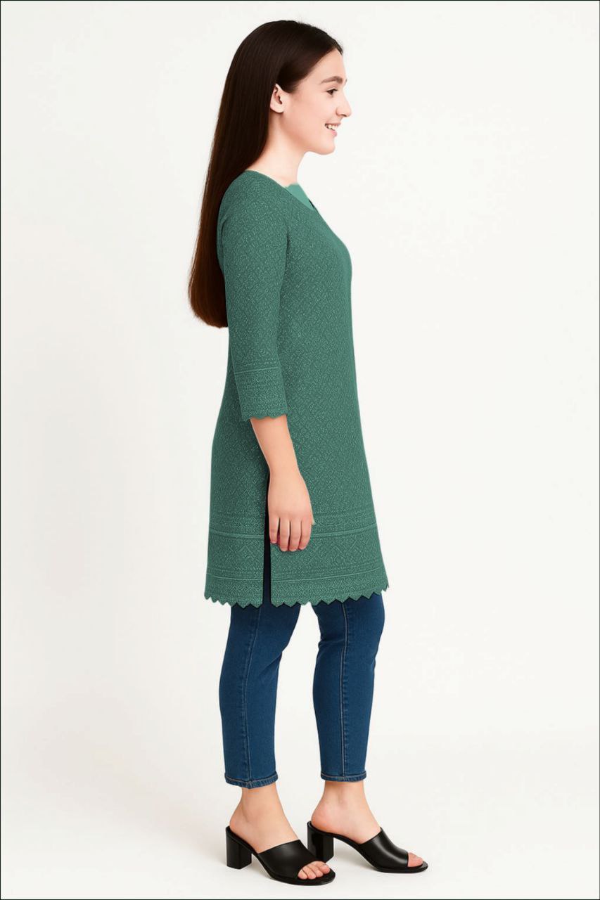 LEHZA Premium Cotton Kurti (Light Green)