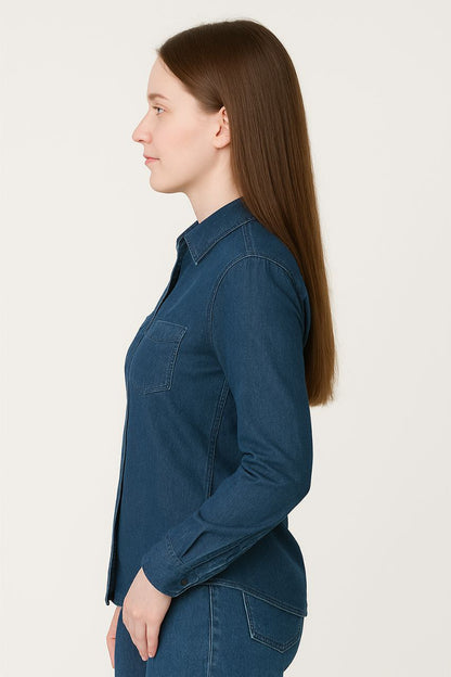 LEHZA Classic Denim Shirt – Crafted With Elegance (Deep Blue)