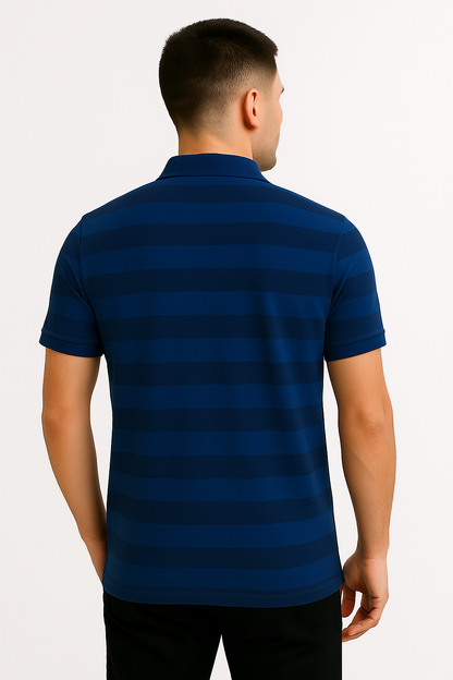LEHZA Striped Polo – Heritage Signature (Deep Blue)