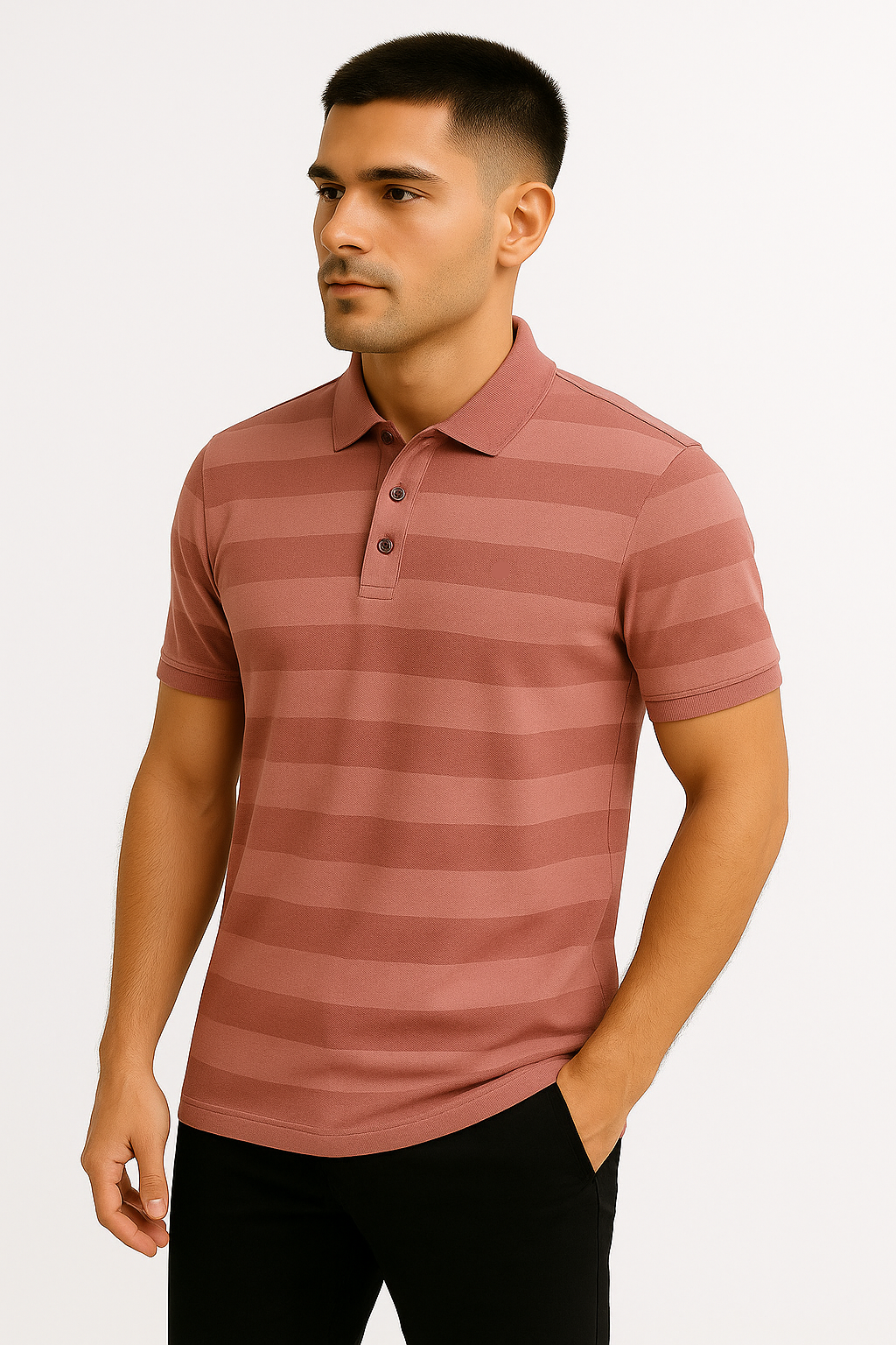 LEHZA Striped Polo – Heritage Signature (Rose Gold)