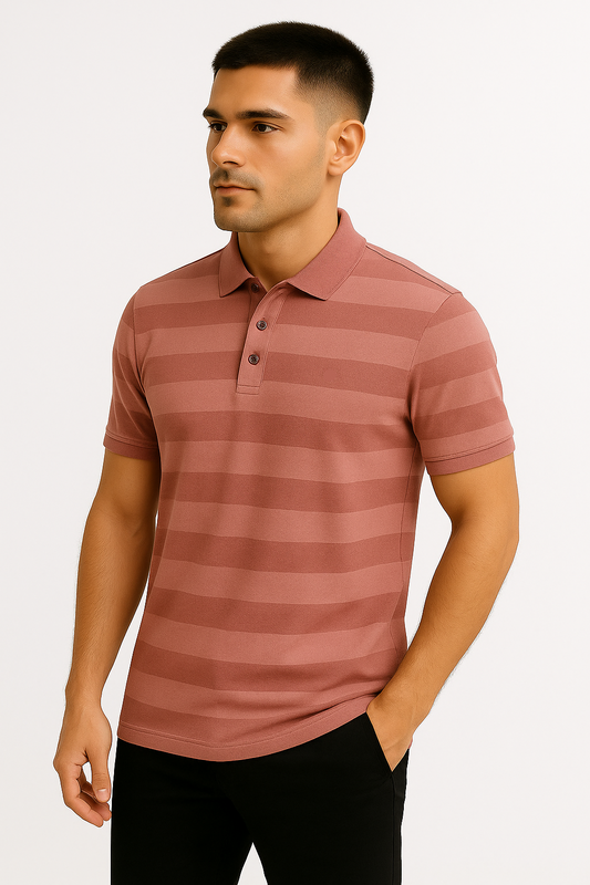 LEHZA Striped Polo – Heritage Signature (Rose Gold)