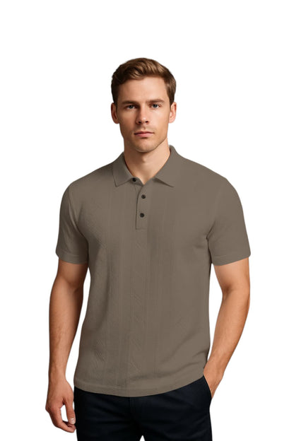 LEHZA Self Textured Polo – Crafted For Royal Comfort (Brown)
