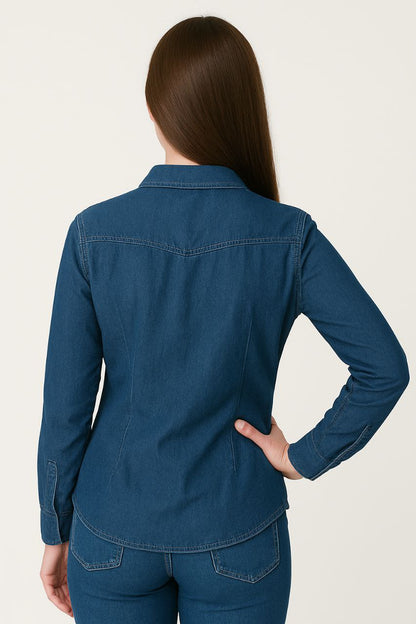 LEHZA Classic Denim Shirt – Crafted With Elegance (Deep Blue)