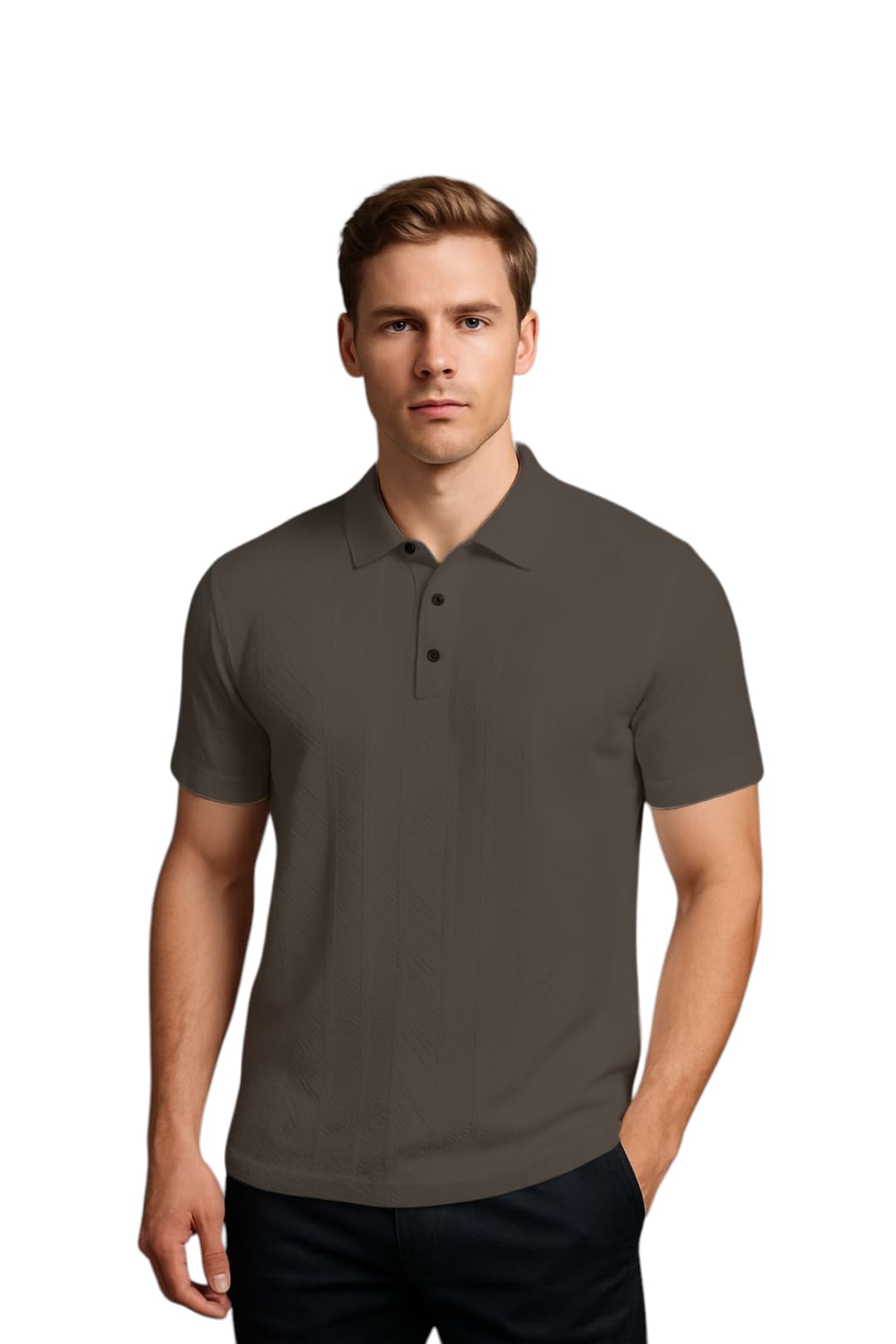 LEHZA Self Textured Polo – Crafted For Royal Comfort (Deep Brown)