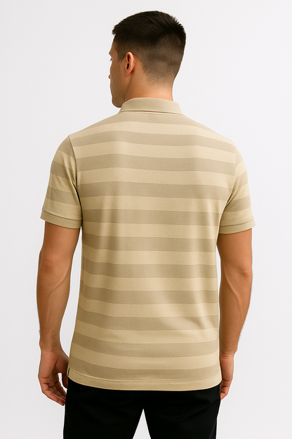 LEHZA Striped Polo – Heritage Signature (Beige)