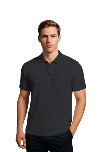 LEHZA Self Textured Polo – Crafted For Royal Comfort (Black)