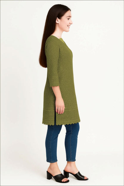 LEHZA Premium Cotton Kurti (Green)