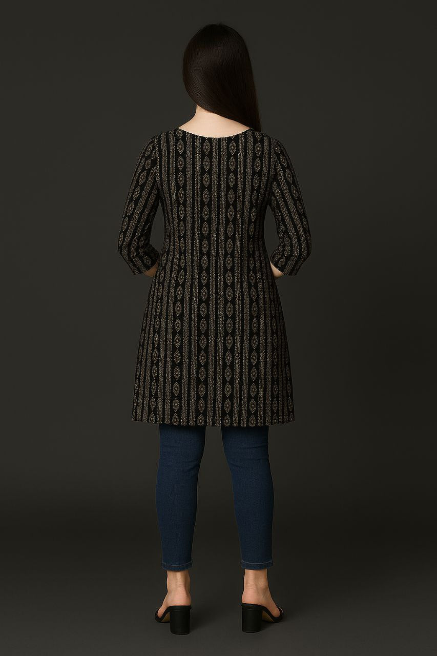LEHZA Printed Kurti – Elegently Designed (Black)