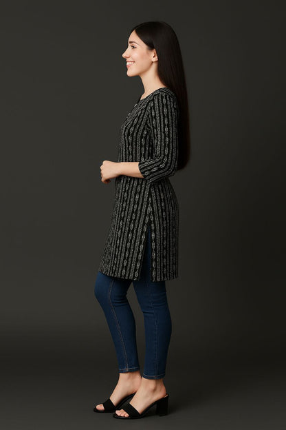 LEHZA Printed Kurti – Elegently Designed (Black)