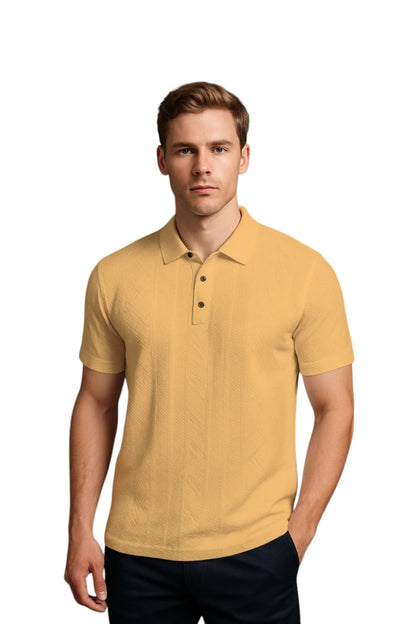 LEHZA Self Textured Polo – Crafted For Royal Comfort (Beige)