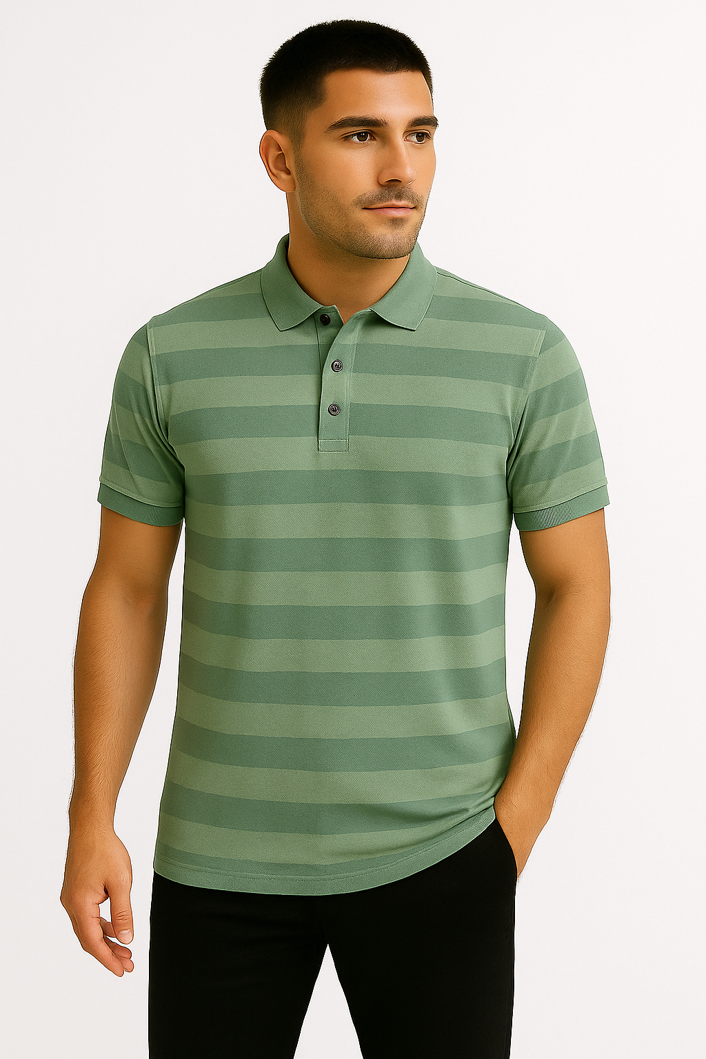 LEHZA Striped Polo – Heritage Signature (Light Green)