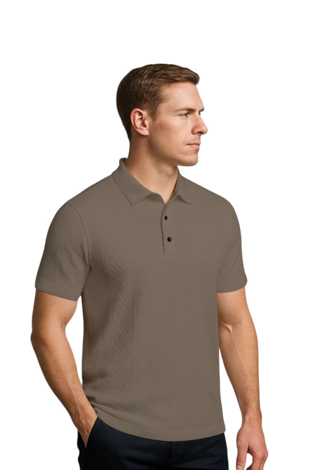 LEHZA Self Textured Polo – Crafted For Royal Comfort (Brown)
