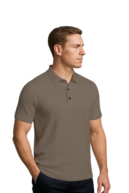 LEHZA Self Textured Polo – Crafted For Royal Comfort (Brown)