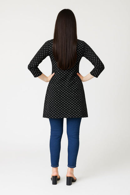 LEHZA Printed Kurti – Elegently Designed (Black)