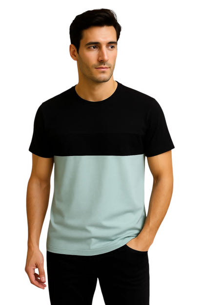 LEHZA Cotton T-Shirt – Premium Fabric (Black & Sky Blue)