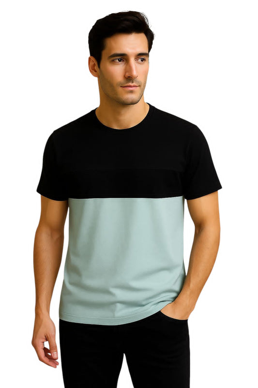 LEHZA Cotton T-Shirt – Premium Fabric (Black & Sky Blue)