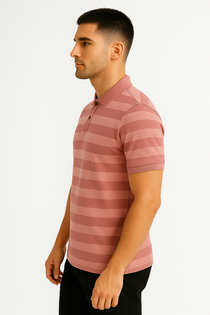 LEHZA Striped Polo – Heritage Signature (Rose Gold)