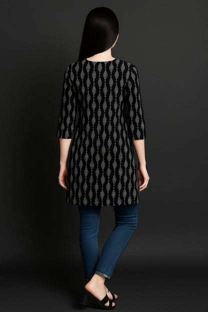 LEHZA Printed Kurti – Elegently Designed (Black)