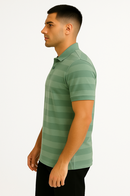 LEHZA Striped Polo – Heritage Signature (Light Green)
