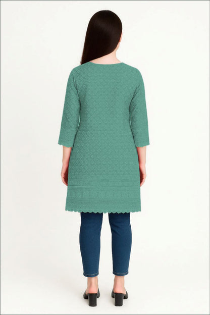 LEHZA Premium Cotton Kurti (Light Green)