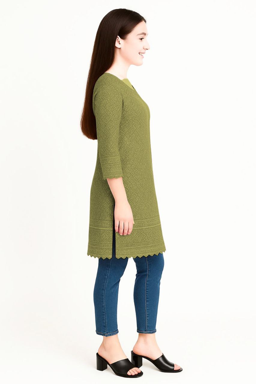 LEHZA Premium Cotton Kurti (Light Green)