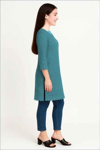 LEHZA Premium Cotton Kurti (Light Blue)