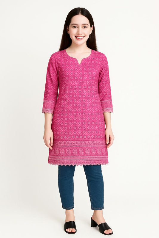 LEHZA Premium Cotton Kurti (Rose Gold)