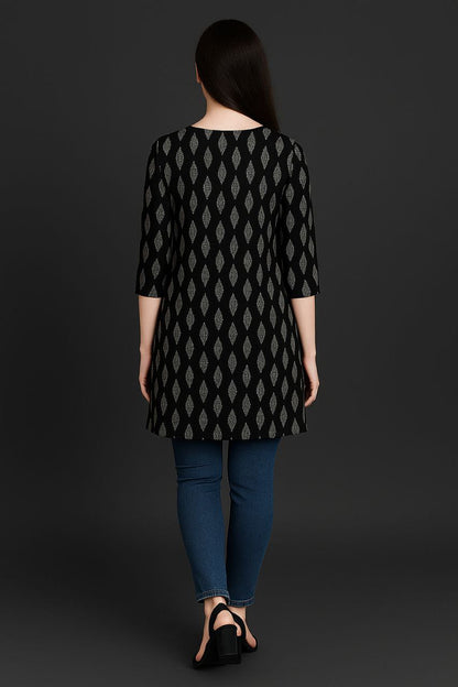 LEHZA Printed Kurti – Elegently Designed (Black)