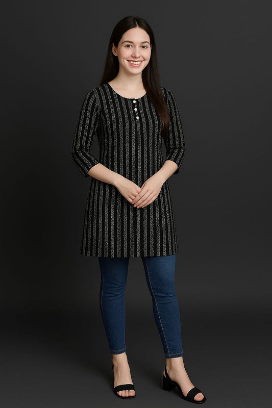 LEHZA Printed Kurti – Elegently Designed (Black)