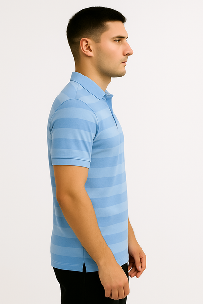 LEHZA Striped Polo – Heritage Signature (Blue)