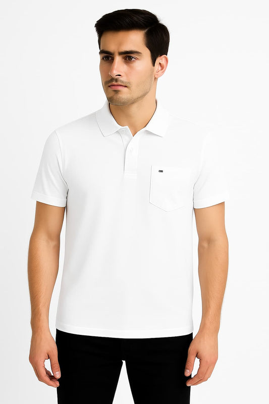 LEHZA Premium Men's Polo – Crafted With Elegance (White)