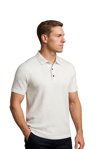 LEHZA Self Textured Polo – Crafted For Royal Comfort (White)