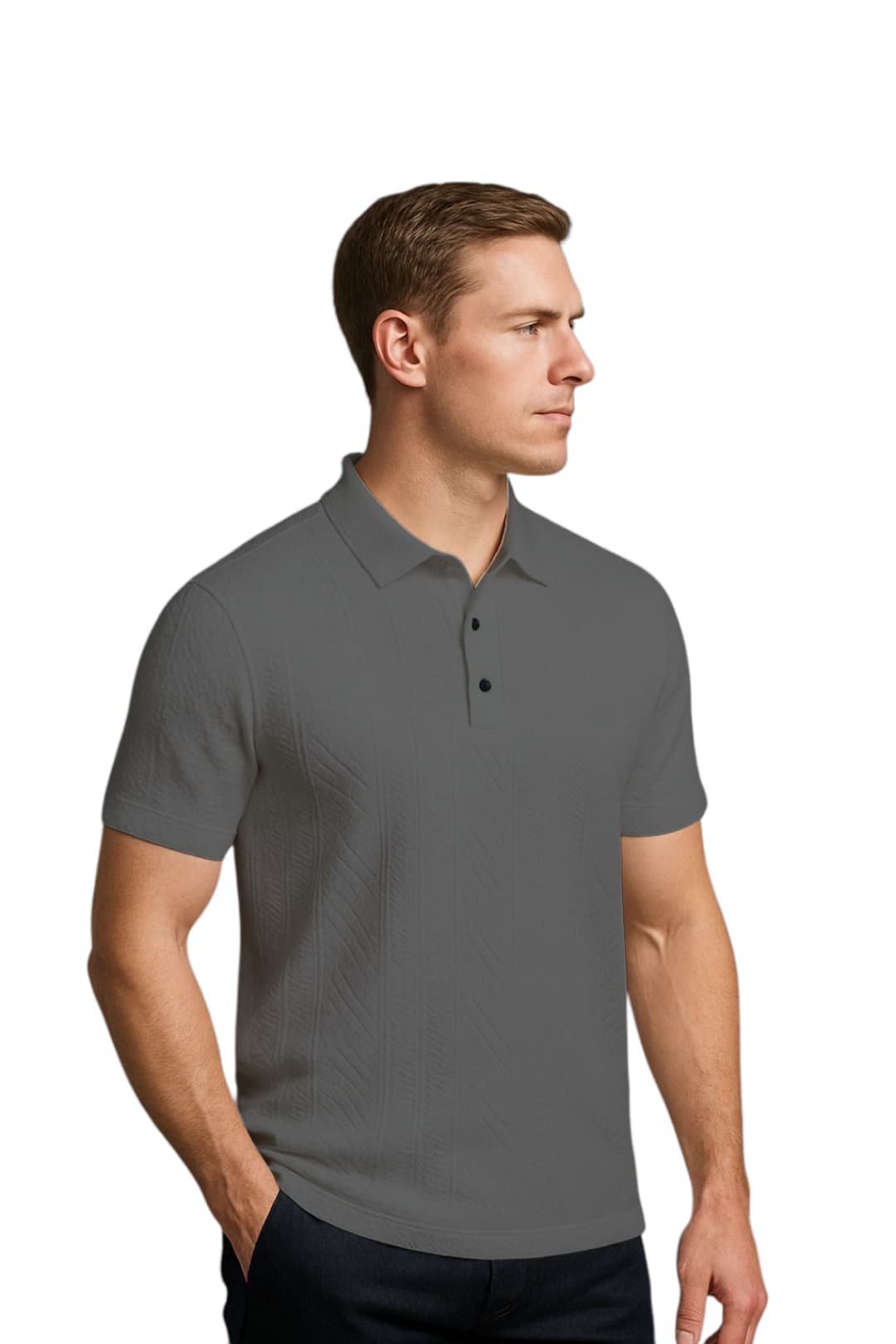 LEHZA Self Textured Polo – Crafted For Royal Comfort (Deep Grey)