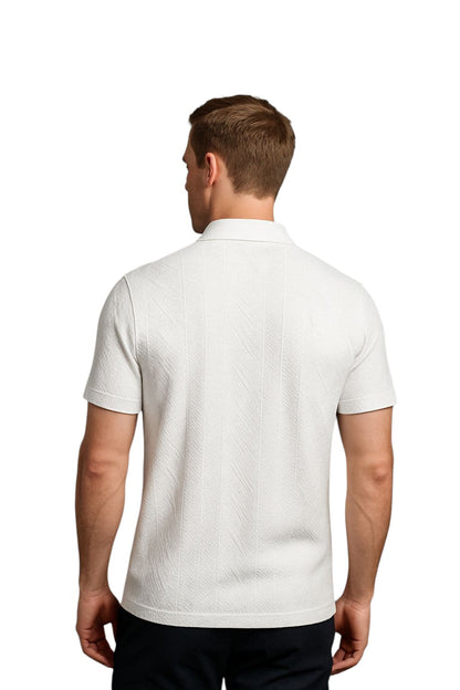 LEHZA Self Textured Polo – Crafted For Royal Comfort (White)