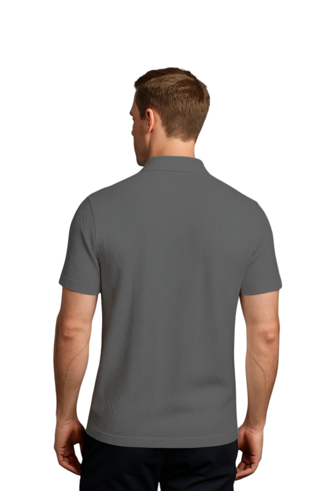 LEHZA Self Textured Polo – Crafted For Royal Comfort (Deep Grey)