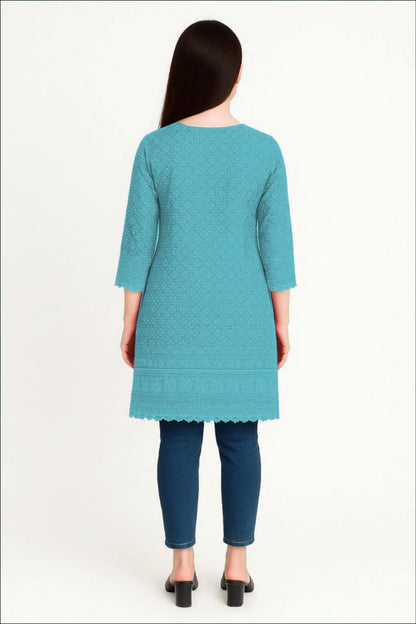 LEHZA Premium Cotton Kurti (Light Blue)