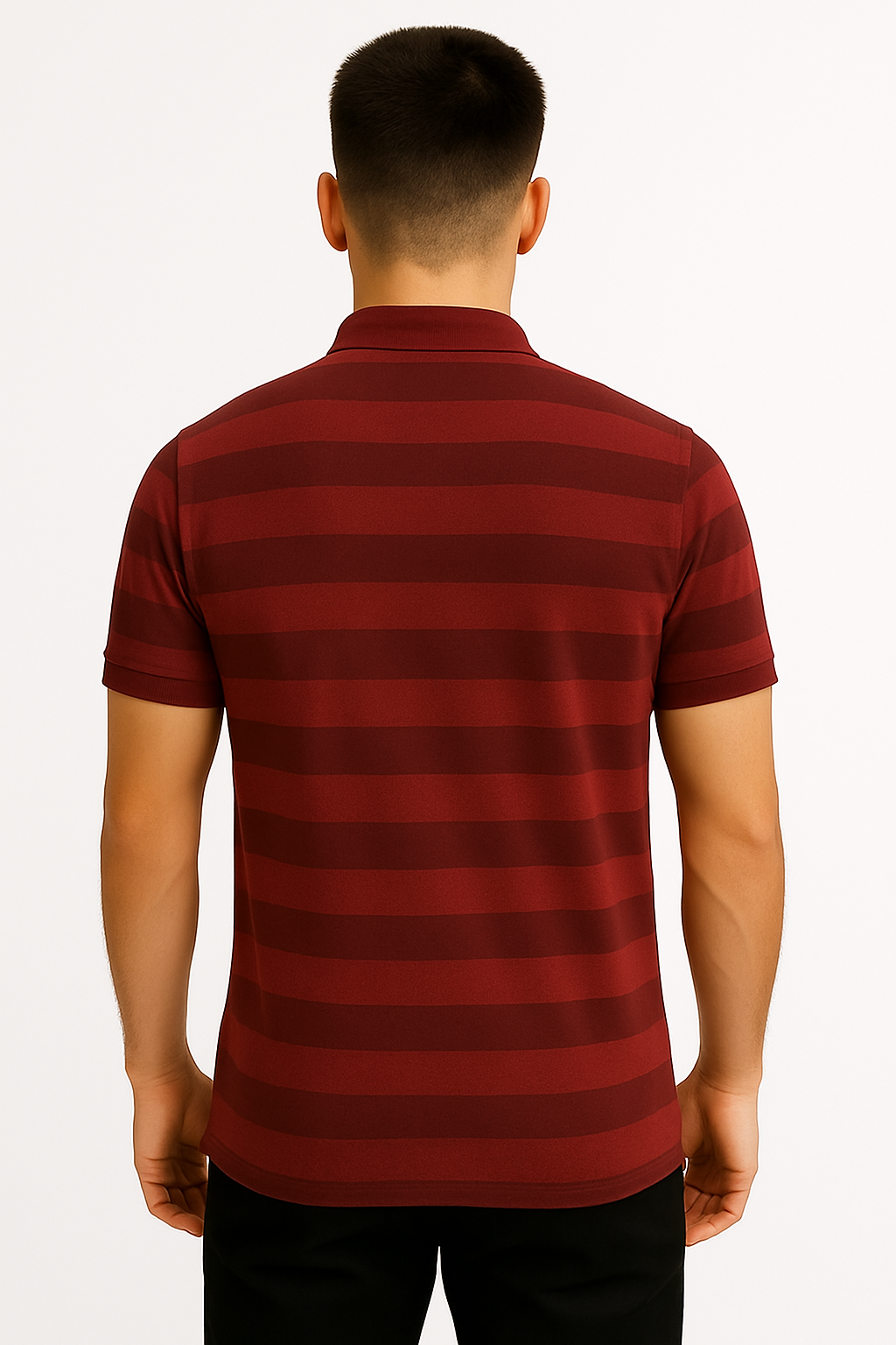 LEHZA Striped Polo – Heritage Signature (Dark Red)