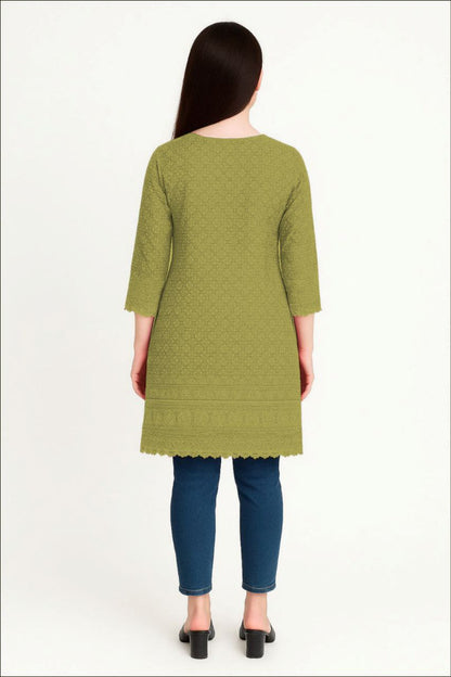 LEHZA Premium Cotton Kurti (Light Green)