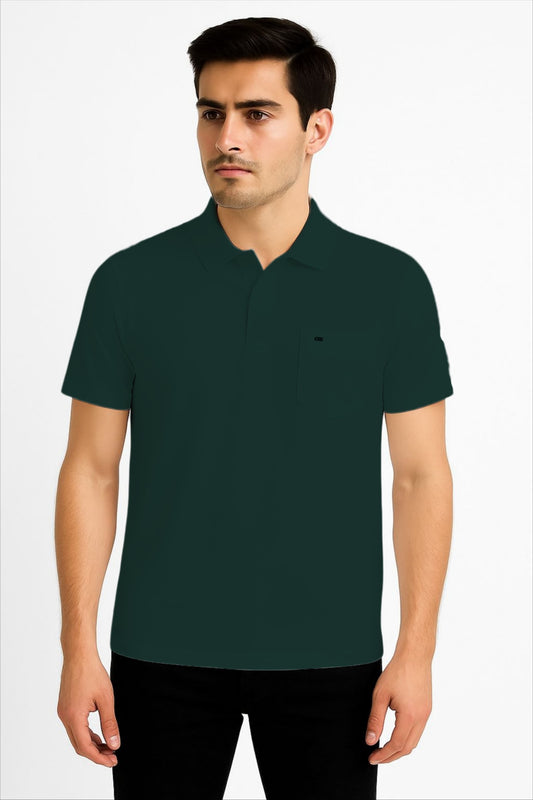 LEHZA Premium Men's Polo – Crafted With Elegance (Deep Green)