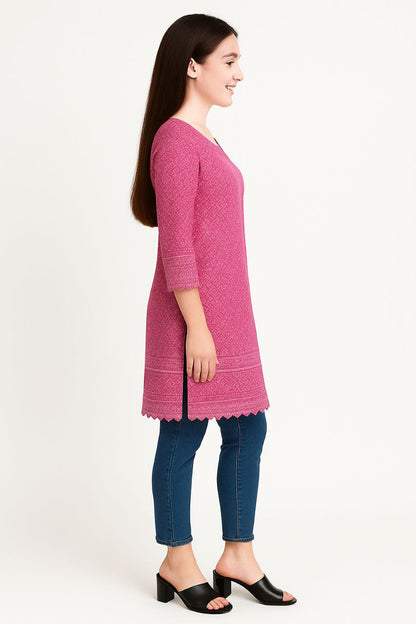 LEHZA Premium Cotton Kurti (Rose Gold)