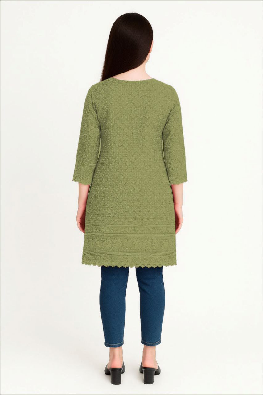 LEHZA Premium Cotton Kurti (Green)