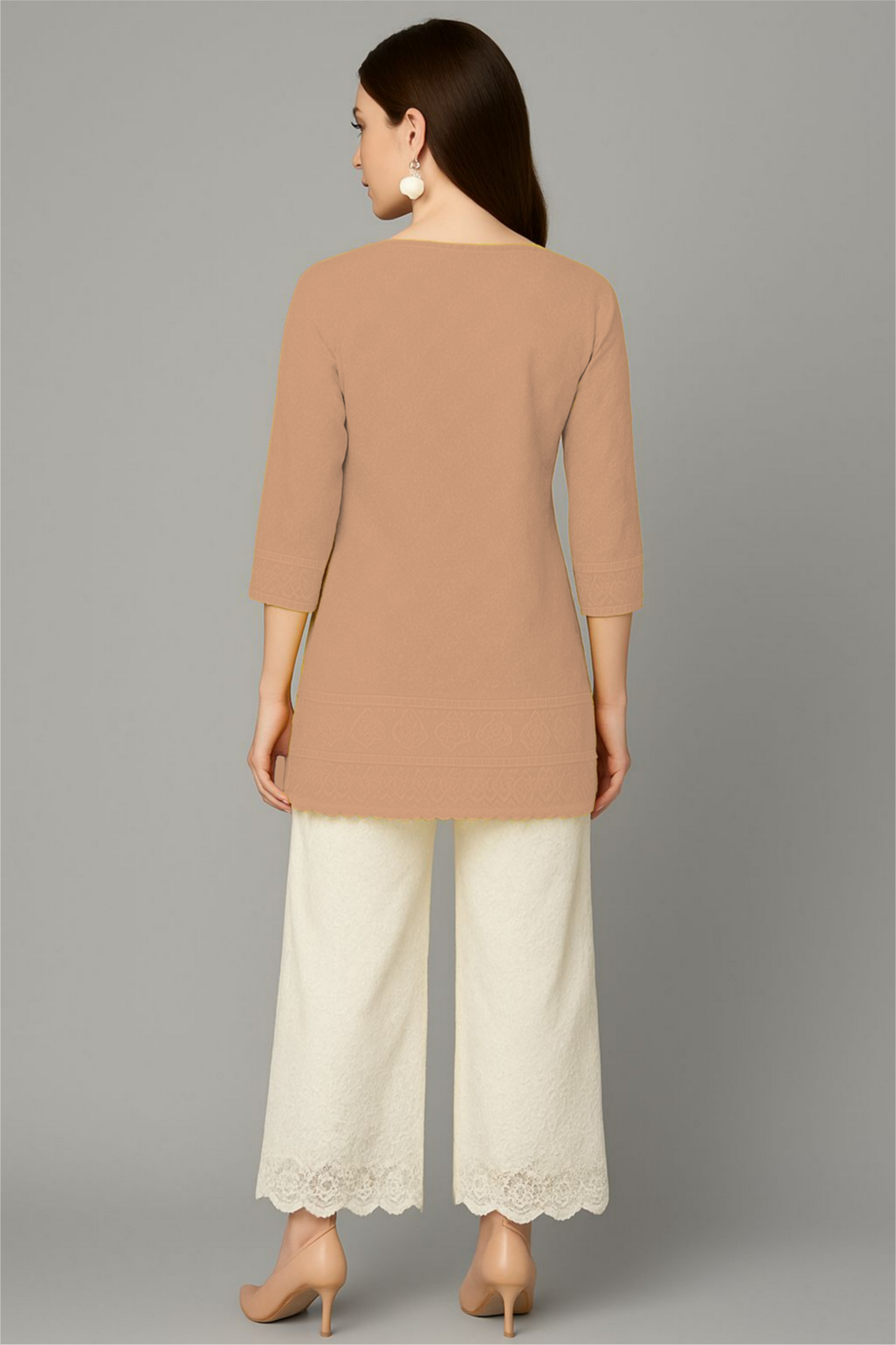 LEHZA Short Chikankari Kurti – Crafted With Elegance (Bronze)
