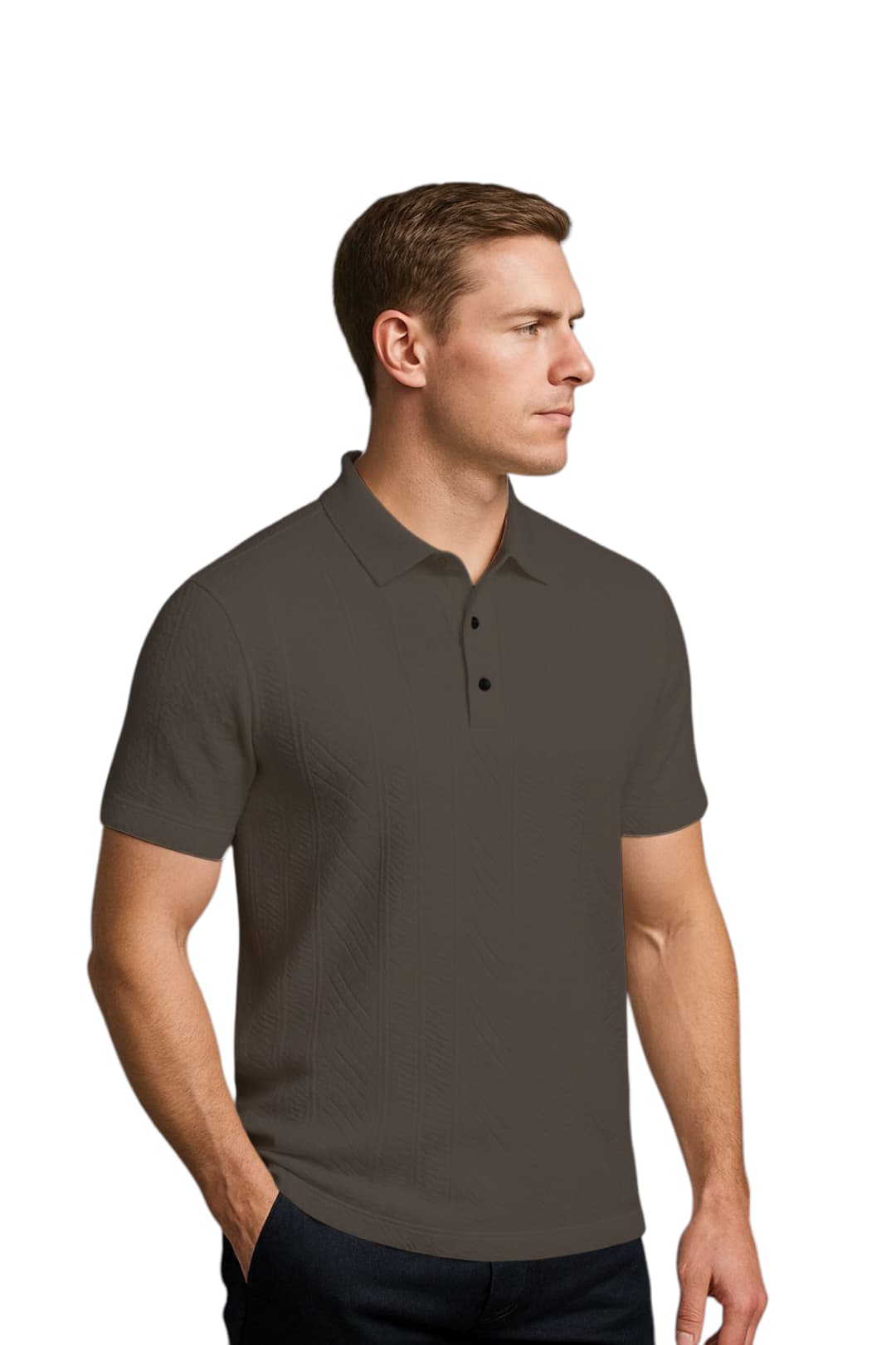 LEHZA Self Textured Polo – Crafted For Royal Comfort (Deep Brown)