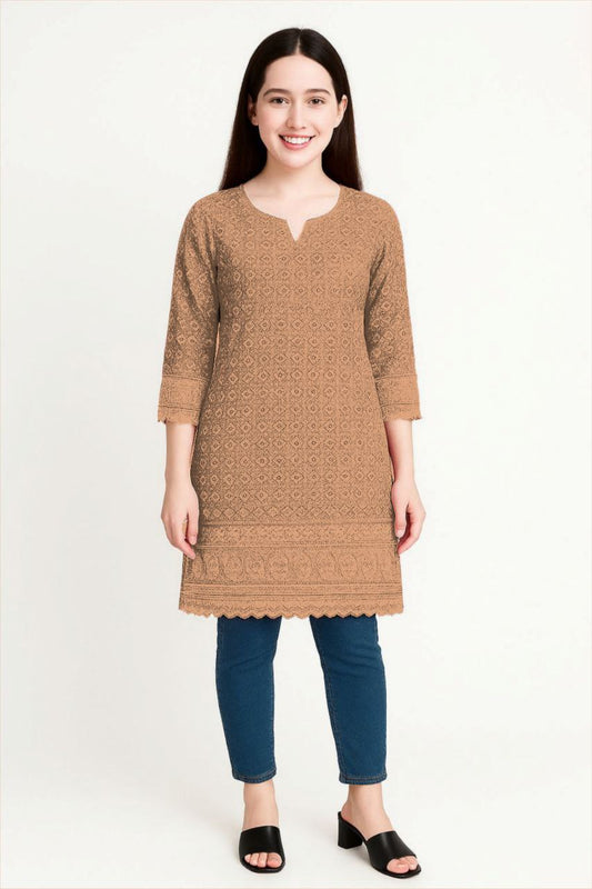 LEHZA Premium Cotton Kurti (Brown)