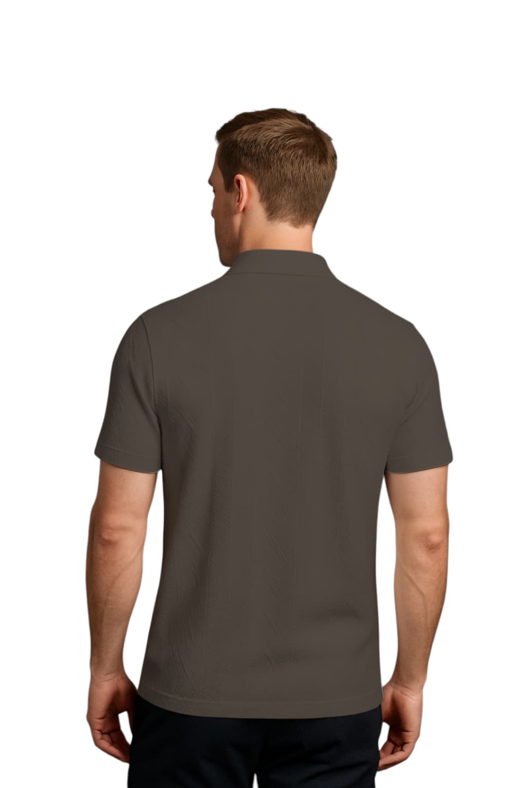 LEHZA Self Textured Polo – Crafted For Royal Comfort (Deep Brown)