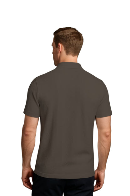 LEHZA Self Textured Polo – Crafted For Royal Comfort (Deep Brown)