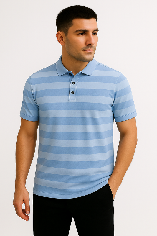 LEHZA Striped Polo – Heritage Signature (Blue)